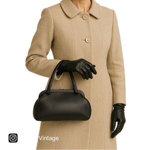 Black Aetna made in USA vintage faux leather satchel